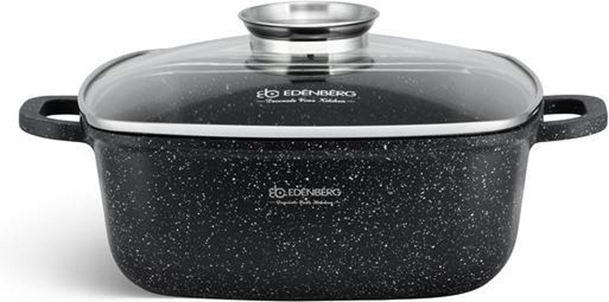 Edënbërg Stonetec Line - Luxe Aluminium Kookpan/Braadpan met Deksel - Ø 24 cm