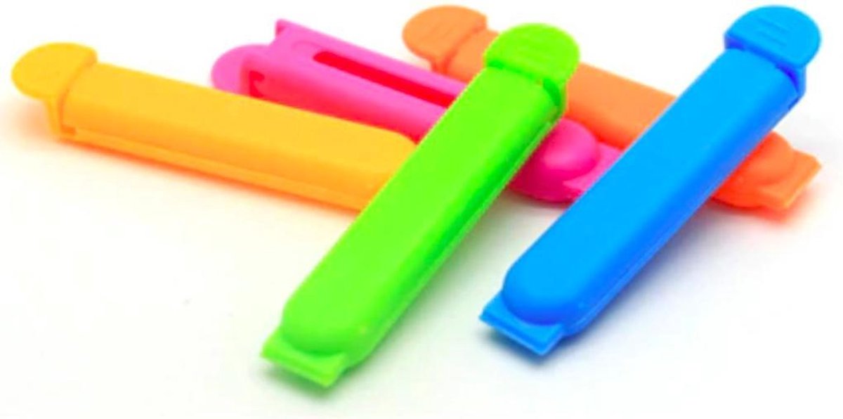 ProductGoods - 4 stuks zak sluiters (GROOT) | verschillende kleuren | bag sealer | Zaksluiter Clips - Sluiting voor zakken | Zakkensluiter