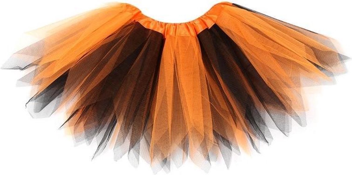 Oranje zwart tutu rokje - maat 110 116 128 134 140 146 - heks ballet turnen tule rok petticoat