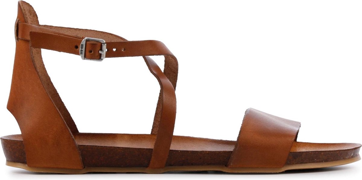 Red Rag Vrouwen Leren  Sandalen / Damesschoenen 79242 - Cognac - Maat 39