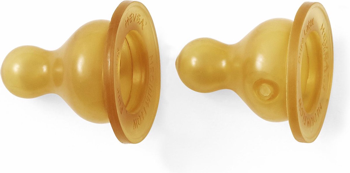 Hevea Flesspeen voor Hevea-fles (natuurrubber) - 3-24 mnd (2 stuks)