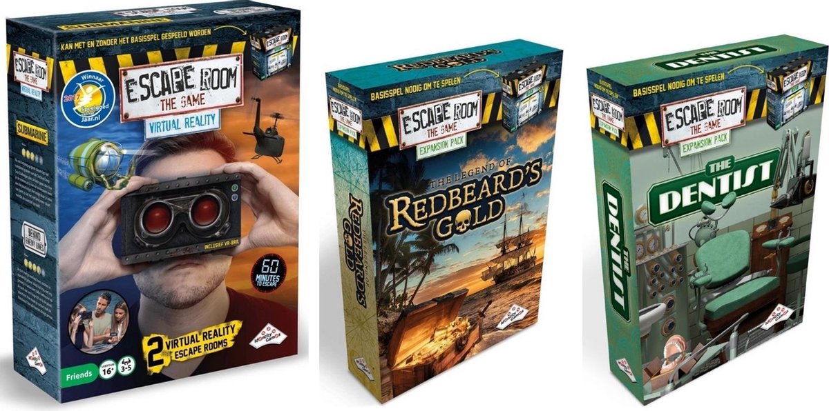 Escape Room Uitbreidingsbundel - 3 Stuks - Virtual Reality VR & The Dentist & Redbeard's Gold