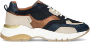 Manfield - Dames - Donkerblauwe dad sneakers met details - Maat 39