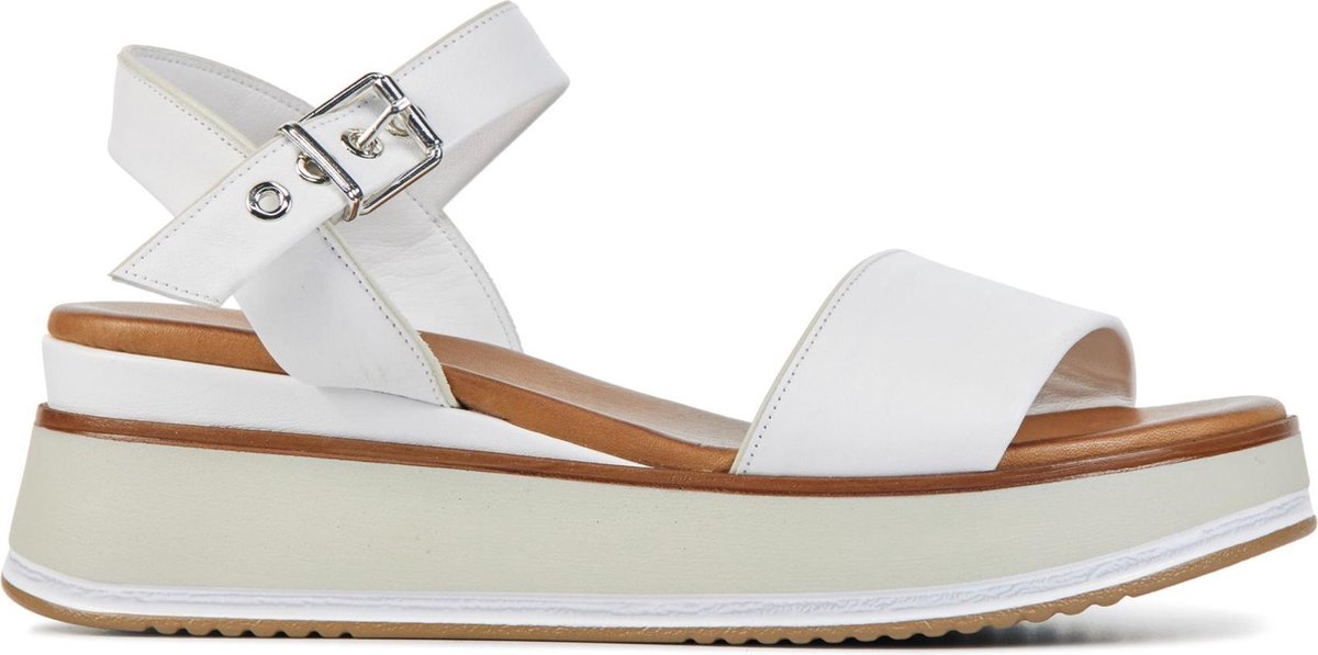 Lina Locchi Vrouwen Leren  Sandalen / Damesschoenen L1062 - Wit - Maat 42
