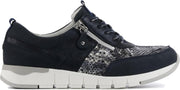 Waldlaufer Vrouwen Suède Slangenprint Lage sneakers / Damesschoenen 908009  - Blauw - Maat 37.5