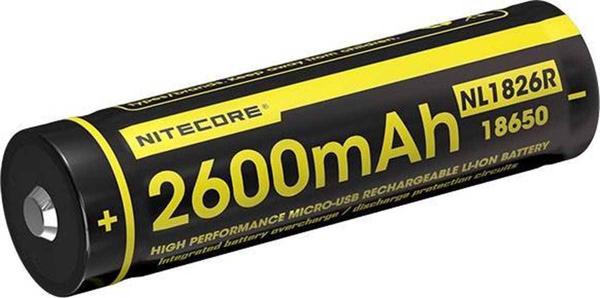 Nitecore NL1826R 2600mAh 3.6 volt + micro USB aansluiting