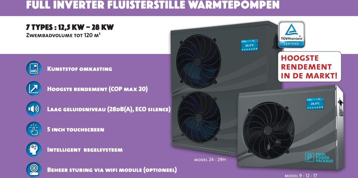 Zwembad warmtepomp FULL FULL INVERTER 9 kw 