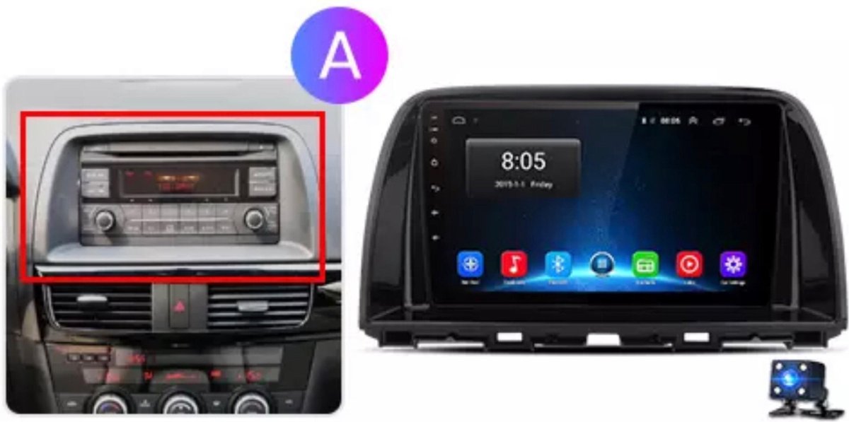 Mazda CX5 2012-2015 Android 10 navigatie en multimedia systeem Bluetooth USB WiFi CarPlay (optioneel) 2+32GB