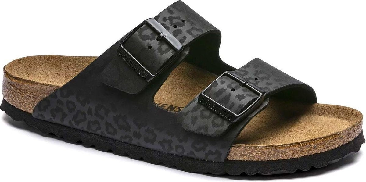 Birkenstock - Arizona Leopard Black Narrow BF - Zwart - Dames - maat  35