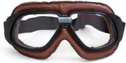 Retro bruin leren motorbril helder glas