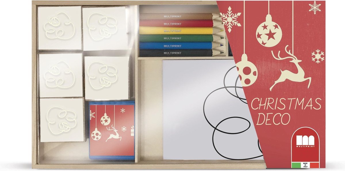 Multiprint Kleurset Christmas Deco Hout 20-delig