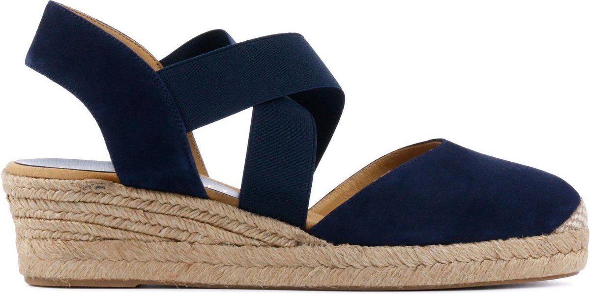 Unisa Vrouwen Suède Espadrilles / Damesschoenen Plateauzool Hoogte 2.5 - 4.5 cm Gesp sluiting -  Cele - Blauw - maat 36