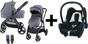 X Adventure  3in1 Kinderwagen X-GO  Grijs + Maxi Cosi Cabriofix Autostoel Black Grid