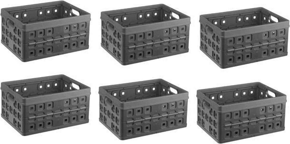 VOUWKRAT - BOODSCHAPPENKRAT 32L SET Á 6 STUKS ANTRACIET