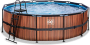 EXIT Wood zwembad ø488x122cm met zandfilterpomp - bruin