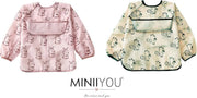 Duo pack Slabbetjes met mouwen met opvangbak - eekhoorn konijn roze - 1-4 jaar - kunststof - waterproof - waterdicht - dreumes en peuter