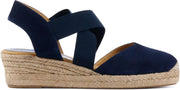Unisa Vrouwen Suède Espadrilles / Damesschoenen Plateauzool Hoogte 2.5 - 4.5 cm Gesp sluiting -  Cele - Blauw - maat 37