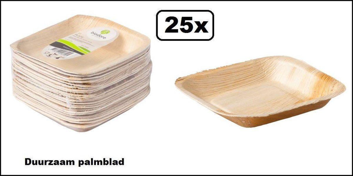 25x Bordje duurzaam palmblad  17x17cm.