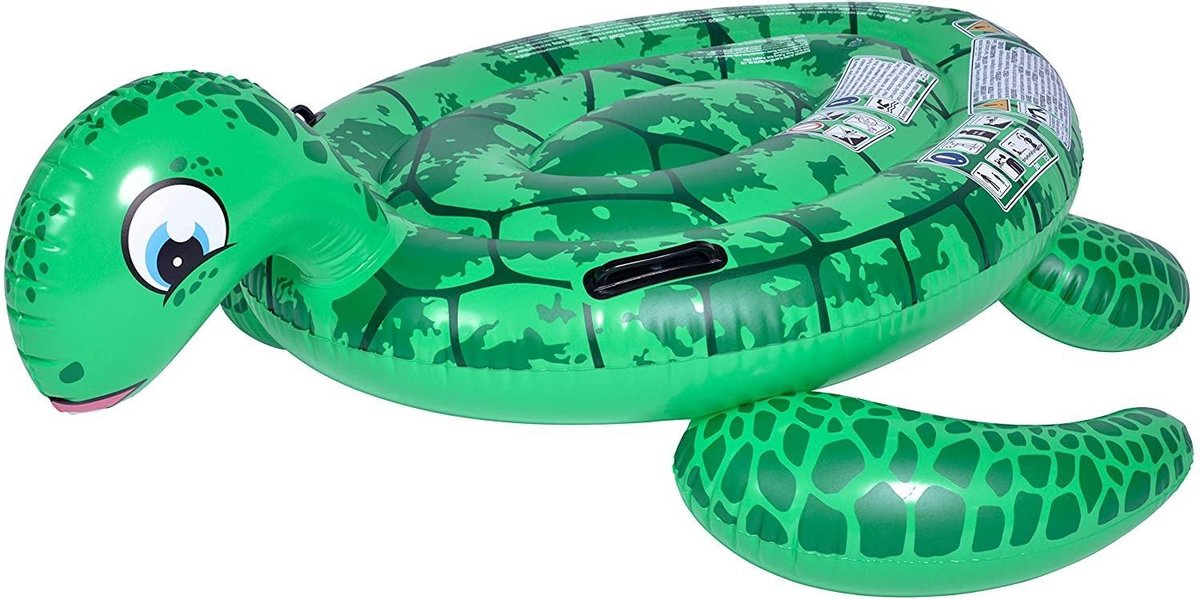 Opblaasbare ride-on zwembad dieren groene schildpad van 140 x 130 cm - Zomer/strand opblaas artikelen
