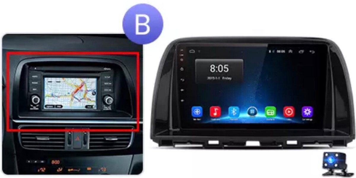 Mazda CX5 2012-2015 Android 10 navigatie en multimedia systeem Bluetooth USB WiFi CarPlay (optioneel) 2+32GB