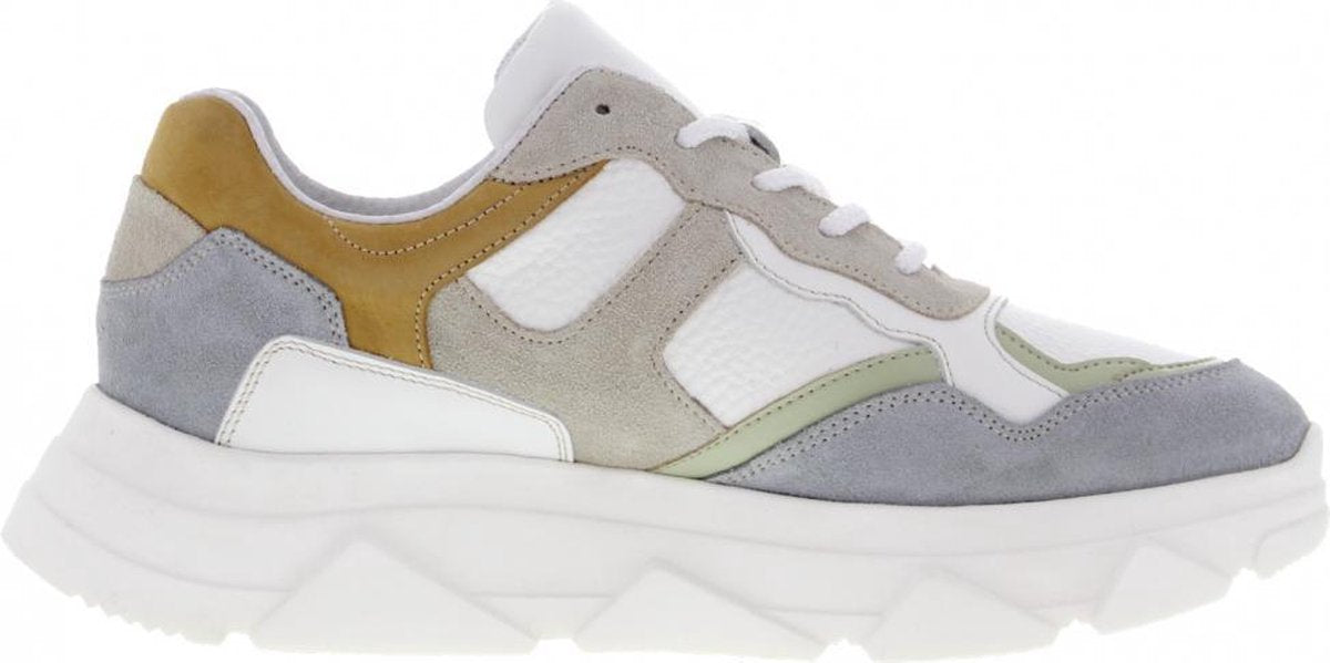 Tango | Kady fat 10-aa beige/green/blue/cognac combi sneaker - white sole | Maat: 37