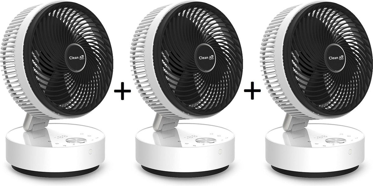 Clean Air Optima® 3 stuks CA-404W - Design Circulator Ventilator - Oscillatie 80º en 180º - Extreem stil - Slaapmodus