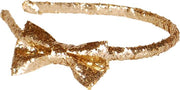 Diadeem met strik glitters goudkleurig