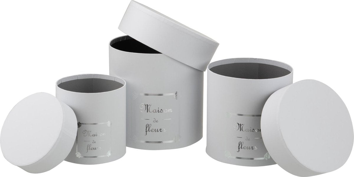 J-Line Set Van 3 Dozen Rond Hoog Maison Papier Wit/Zilver