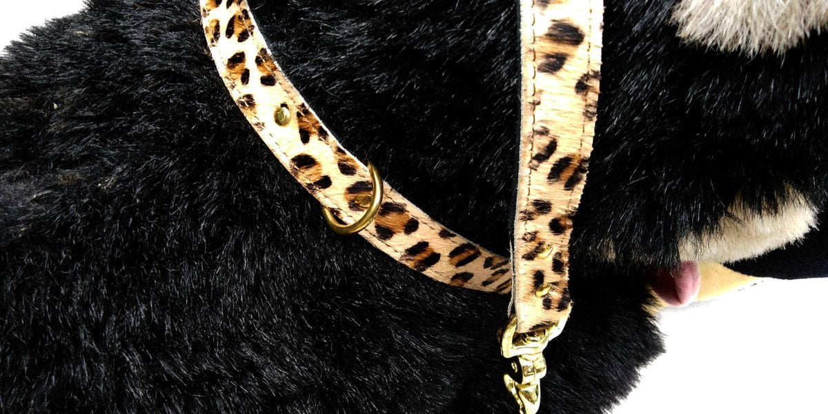 Stoere set van halsband en riem van echt leer
