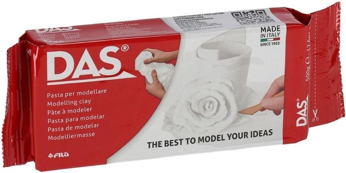 Das Boetseerklei - Wit - 500gr - Volwassenen - Kinderen - Hobby - Uitharden - Lichtgrijs - 1 stuk