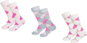 GIANVAGLIA DAMES SOKKEN KATOEN/ROZE/FUCHSIA/GRIJS/BEIGE/ARGYLE/GERUIT/ 6 PAAR MAAT 35-38