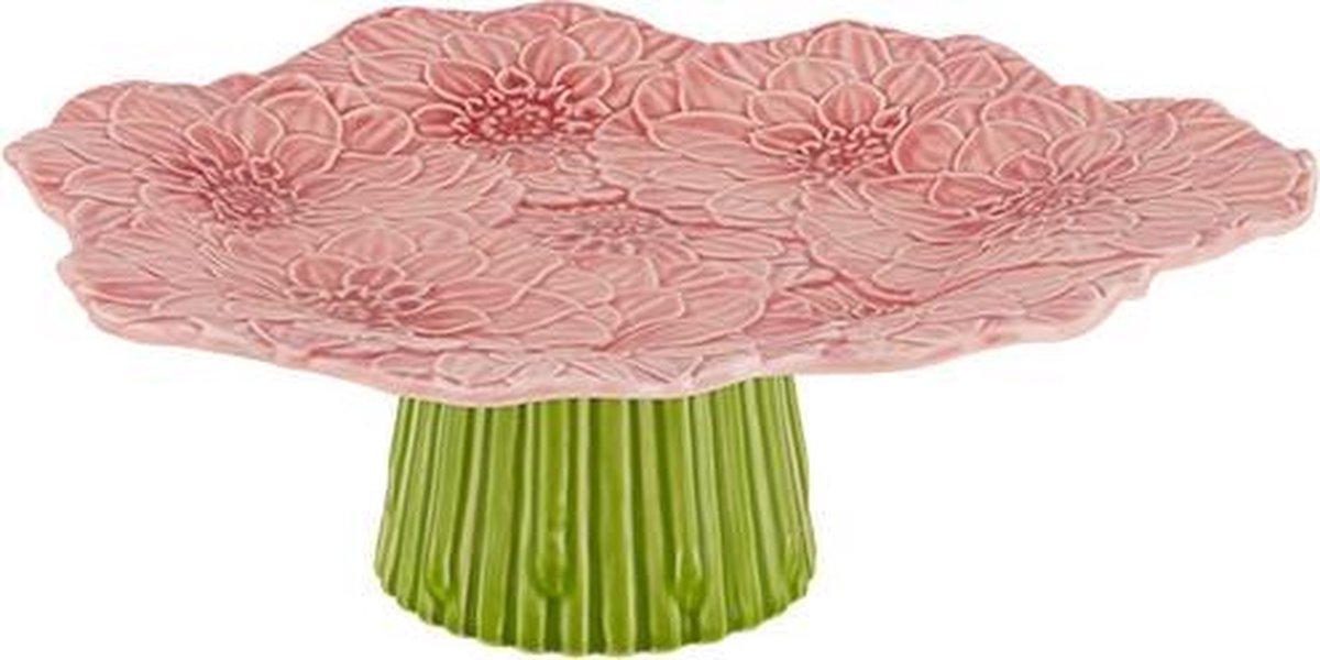 Bordallo Pinheiro Maria Flor Taartplateau - Roze/Groen - Aardewerk - Ø 28 cm
