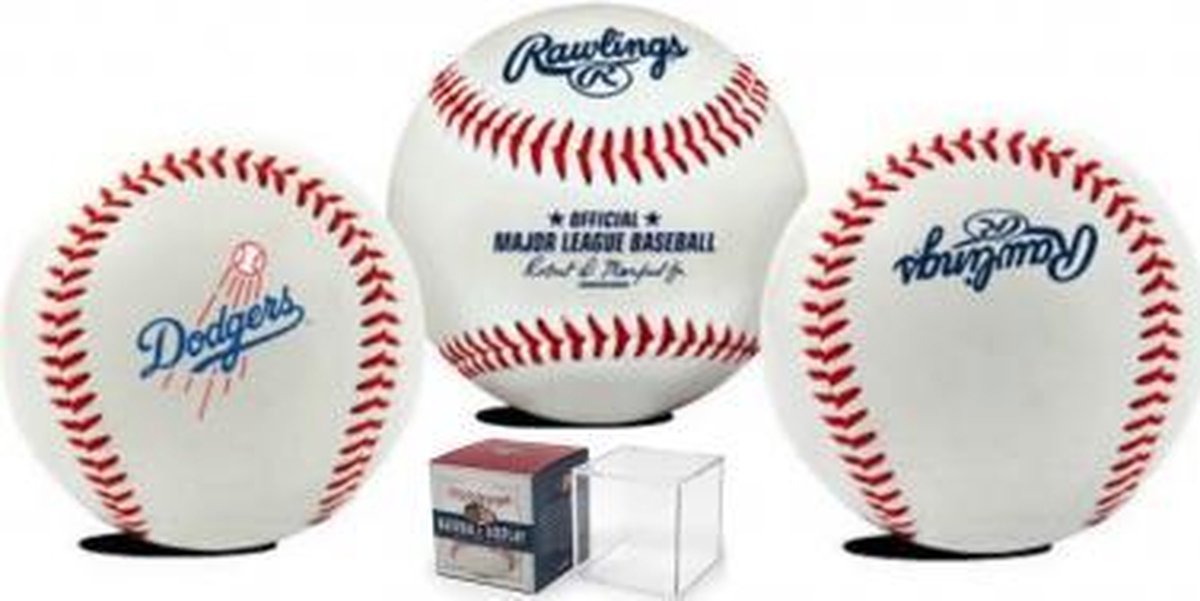 Rawlings MLB Original Team Logo Honkbal - Incl. BallQube Display - LA Dodgers - 9 inch