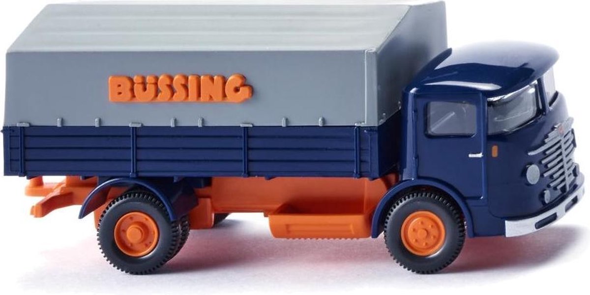 Wiking Miniatuurvrachtwagen Büssing 4500 1:87 Blauw/oranje