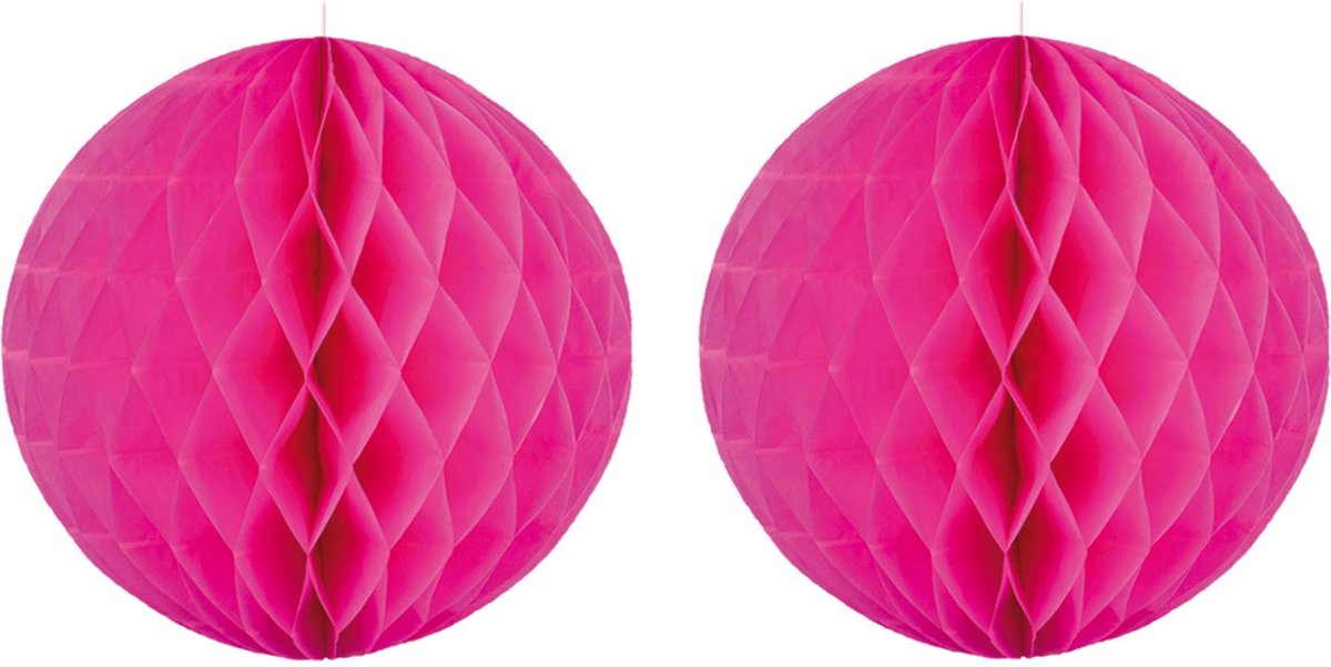Set van 5x stuks decoratie bollen/ballen/honeycombs fuchsia roze 50 cm - Feestartikelen/versiering