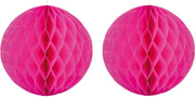 Set van 5x stuks decoratie bollen/ballen/honeycombs fuchsia roze 50 cm - Feestartikelen/versiering