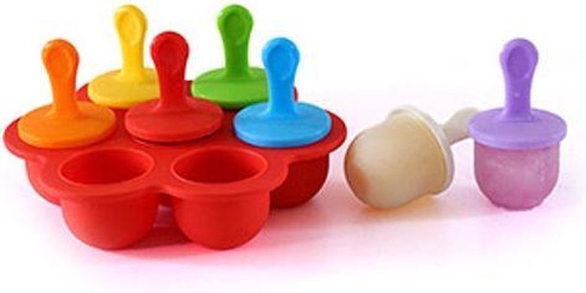 Siliconen mini ijs pops schimmel ijs bal lolly maker popsicle mallen baby diy voedingssupplement tool (rood)