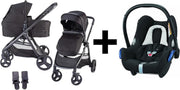 X Adventure  3in1 Kinderwagen X-GO  Zwart + Maxi Cosi Cabriofix Autostoel Black Grid