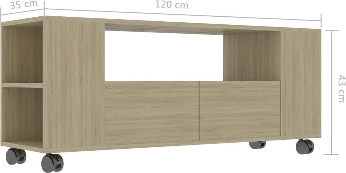 Tv-meubel 120x35x43 cm spaanplaat sonoma eikenkleurig