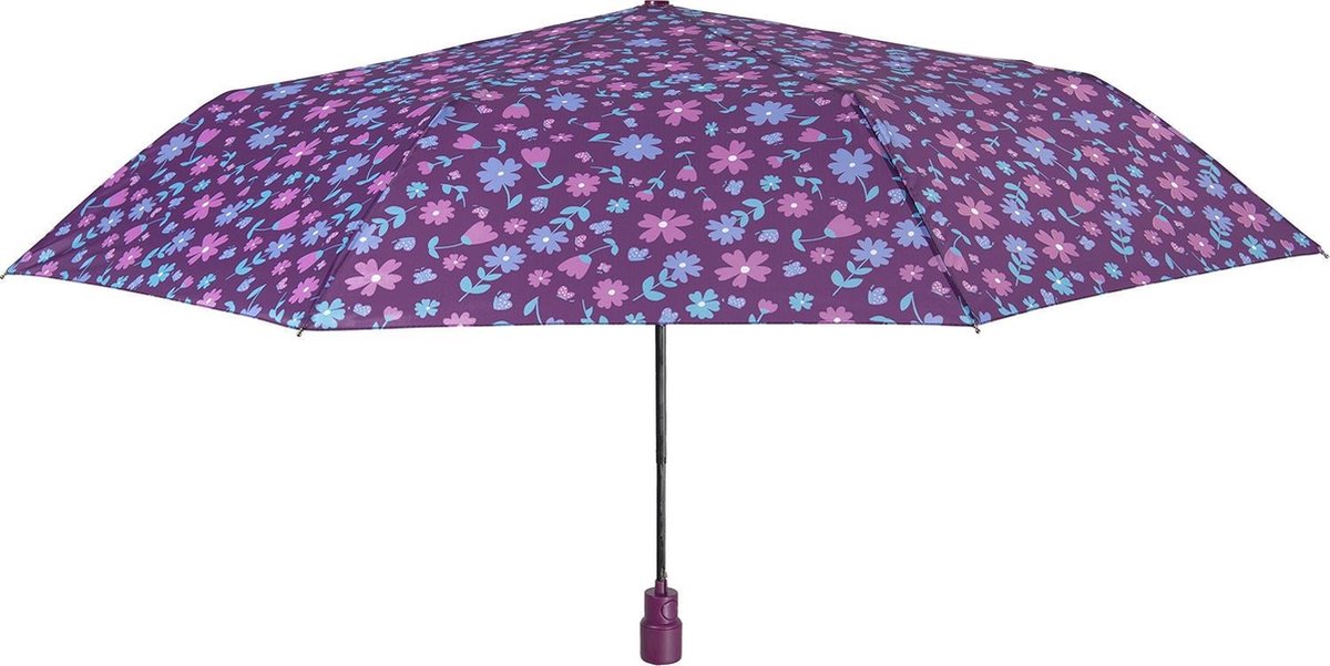 Perletti Mini-paraplu Bloemen 99 Cm Polyester Paars