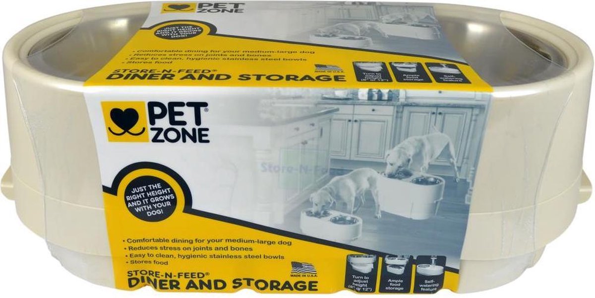 PetZone - Store N Feed - etensbak met opbergruimte - 56x20x25cm