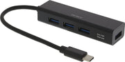 DELTACO USBC-HUB12 USB-C hub 4 USB poorten - USB 3.1 Gen 1 (5Gbps) - Zwart