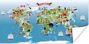 Wereldkaarten - Wereldkaart Kinderen - Dieren - Symbool - 160x80 cm