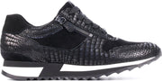 Hassia Vrouwen Suède Crocoprint Lage sneakers / Damesschoenen 302026 - Zwart - Maat 40.5