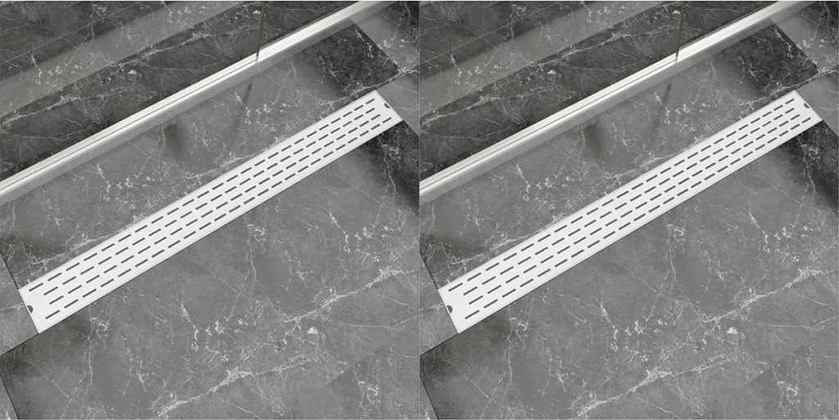 vidaXL Doucheafvoer 2 st rechthoekig lijn 1030x140 mm roestvrij staal