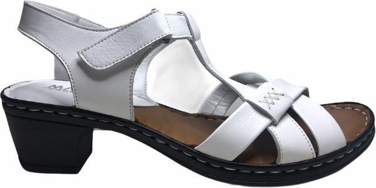 manlisa velcro 6 cm hakje lederen comfort sandalen S-103-S-064 wit mt 37