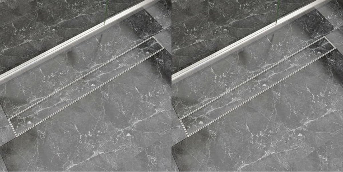 vidaXL Doucheafvoer 2 st rechthoekig 1030x140 mm roestvrij staal