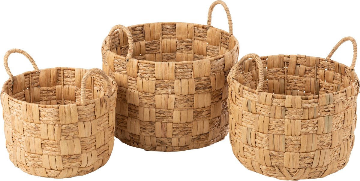 J-Line Set Van 3 Manden Rond Waterhyacint Naturel
