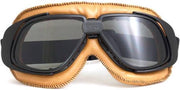 Retro camel leren motorbril donker glas