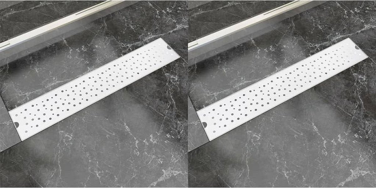 vidaXL Doucheafvoer 2 st rechthoekig bubbel 630x140 mm roestvrij staal